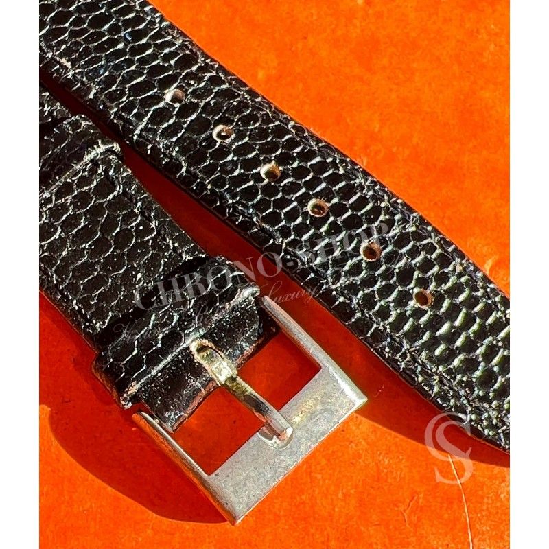 BRACELET MONTRES AUTHENTIQUE CUIR LEZARD NOIR 18mm EXTRA FIN AVEC BOUCLE ARDILLON ACIER