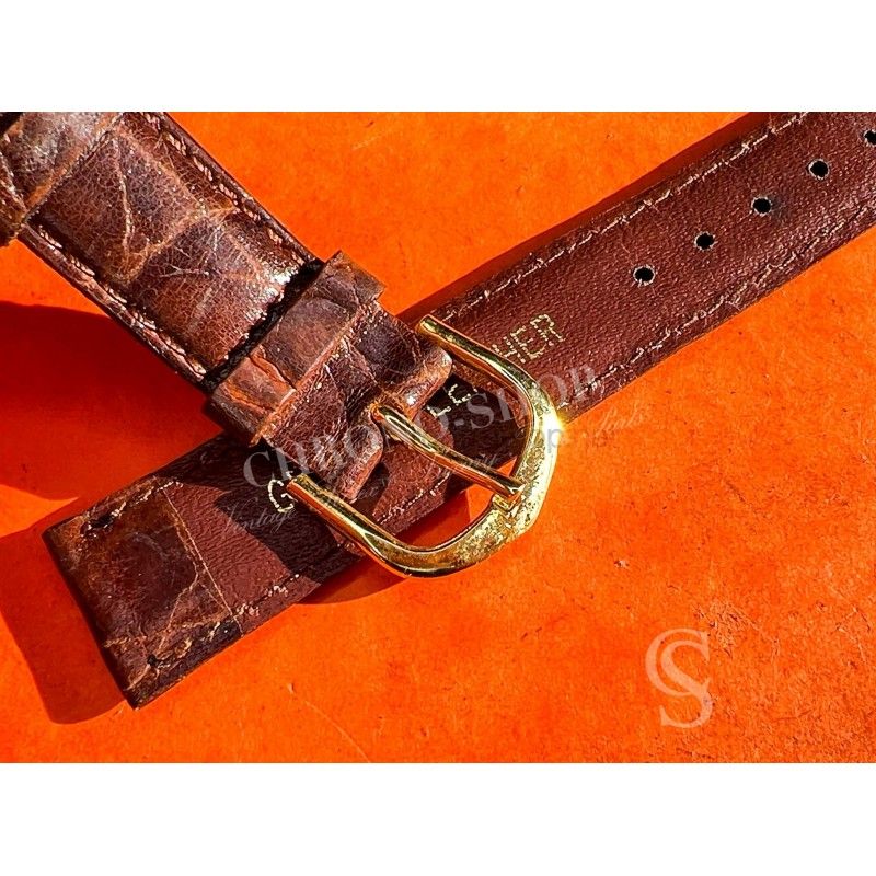 Leatherband Mens Vintage Old Stock Alligator Genuine leather Chocolate color Luxury Watch Strap 17mm