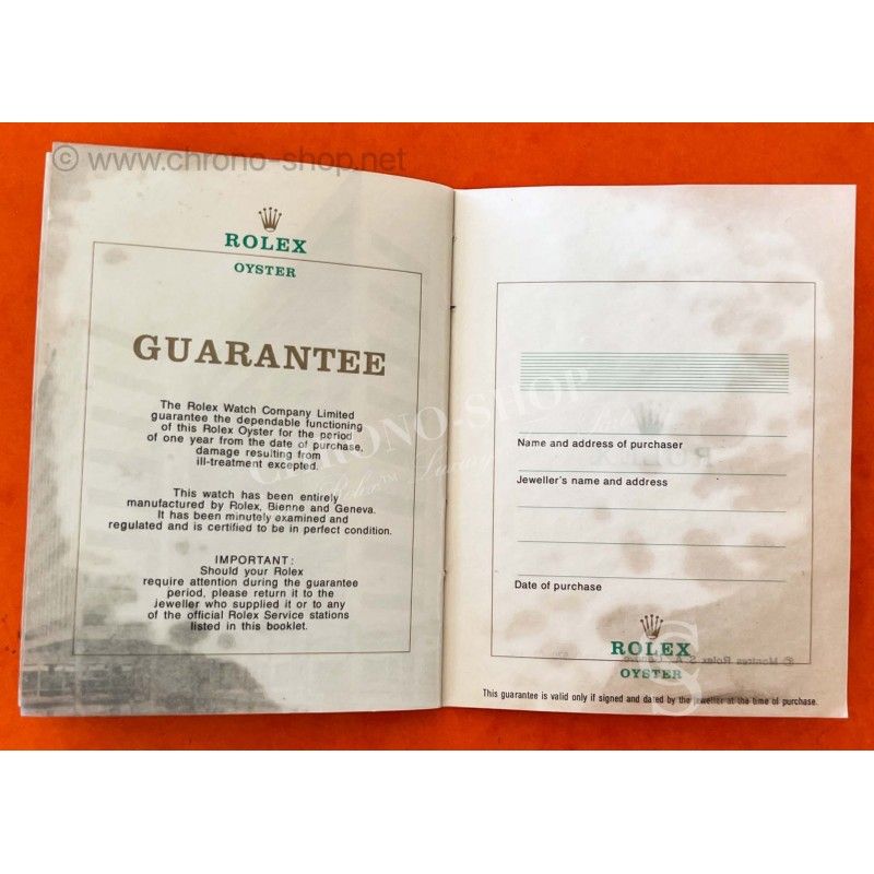 ROLEX 1970 BLANK WARRANTY YOUR ROLEX OYSTER PAPER,BOOKLET DOCUMENT REGISTERED CERTIFICATE 1680,5512,5513,6263,1019,1016,1675