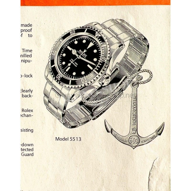 ROLEX VINTAGE COLLECTIBLE BOOKLET MANUAL 1969 SUBMARINER 5513 BROCHURE PAMPHLET STOCK