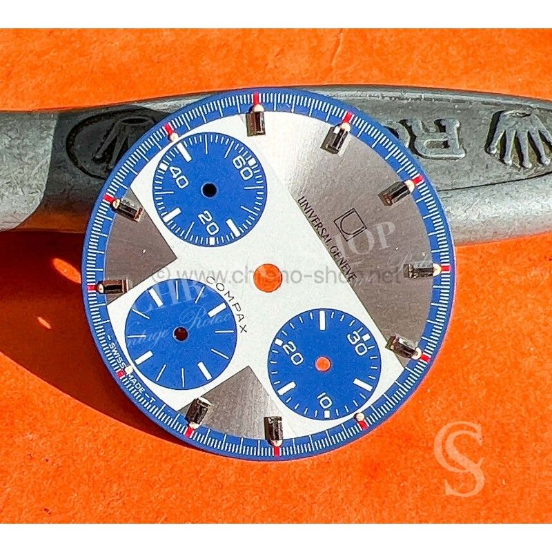 Universal Geneve Compax Cal V72 Chronograph ref 885107 Rare Vintage 70's Exotic Blue Dial tritium