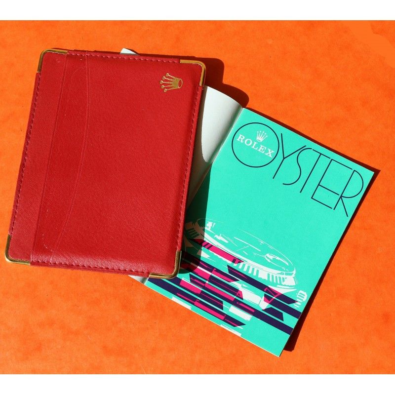 Rare Rolex Red Vintage Authentic Card holder Passport Holder Leather