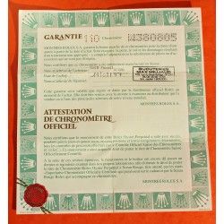 1994, 1995, W SERIAL, 16610 AUTHENTIC VINTAGE PAPER CERTIFICAT PUNCHED FOR ROLEX SUBMARINER DATE