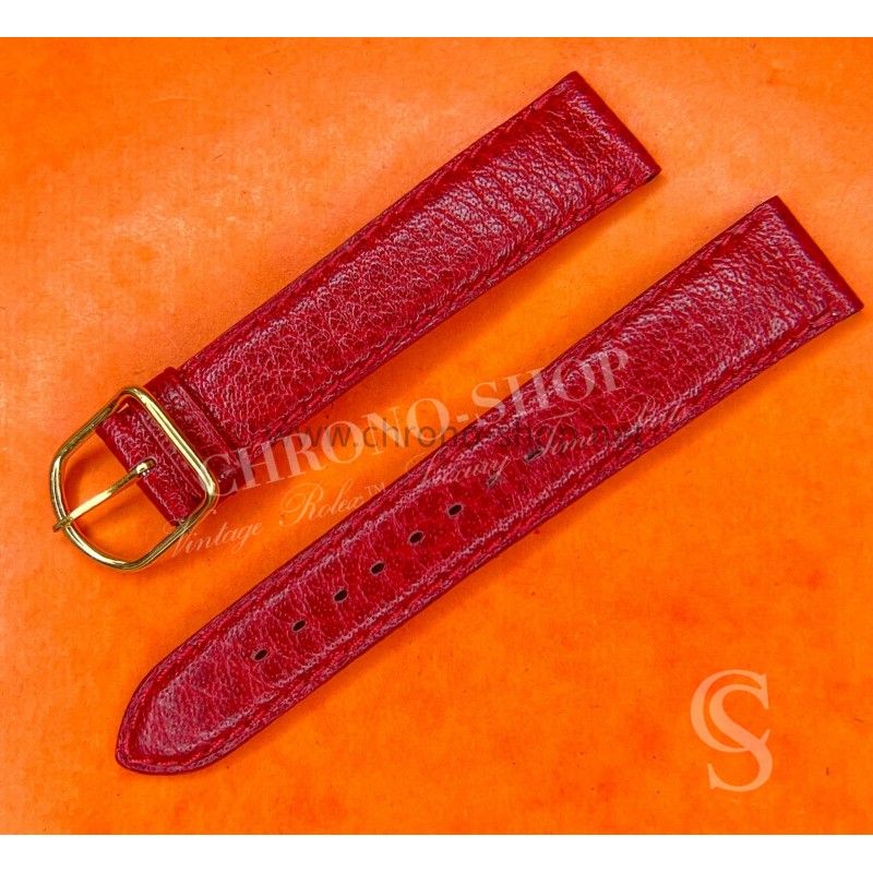Bracelet de Montres Mixte 18mm en cuir veritable buffle couleur rouge cerise