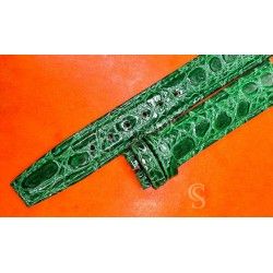 Bracelet de Montres Mixte 17mm en cuir veritable de crocodile écailles rondes couleur vert