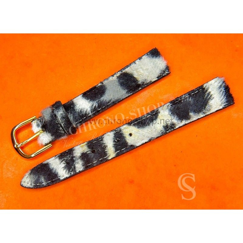 Watch strap 16mm ladies Exotic style zebra animal print faux fur band leather inner girls womans