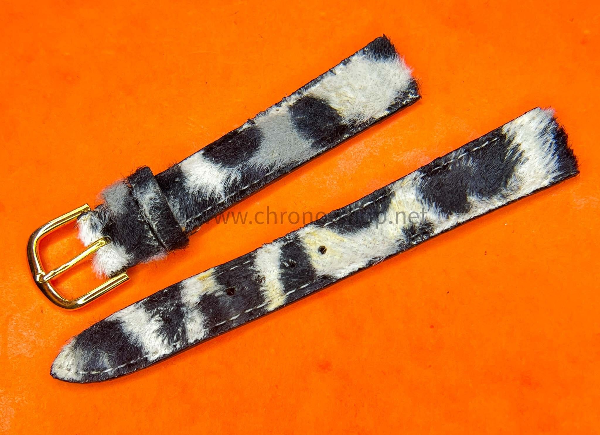 Watch strap 16mm ladies Exotic style zebra animal print faux fur band  leather inner girls womans