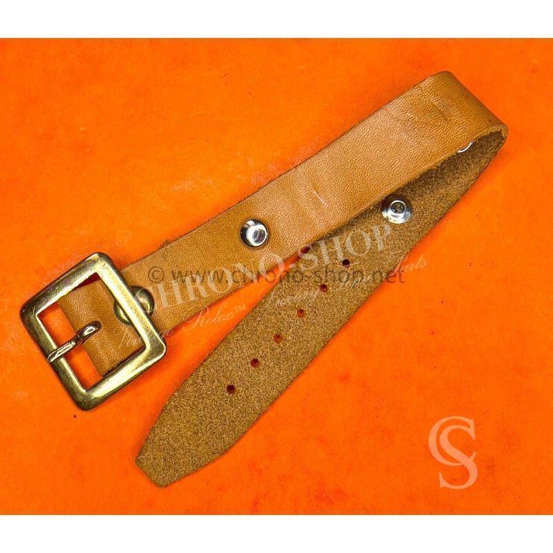 Vintage Rare 70's Military Army leatherband, leather strap Rivets Nato style Giant belt type