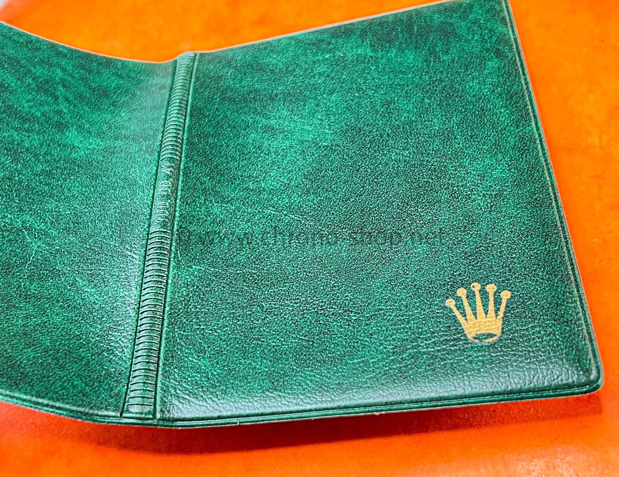 Rolex Rare Original 70's Vintage Green Grain Leather Plastic Billfold Wallet ref 100.00.41 Watches 5513,1680,1675,1016