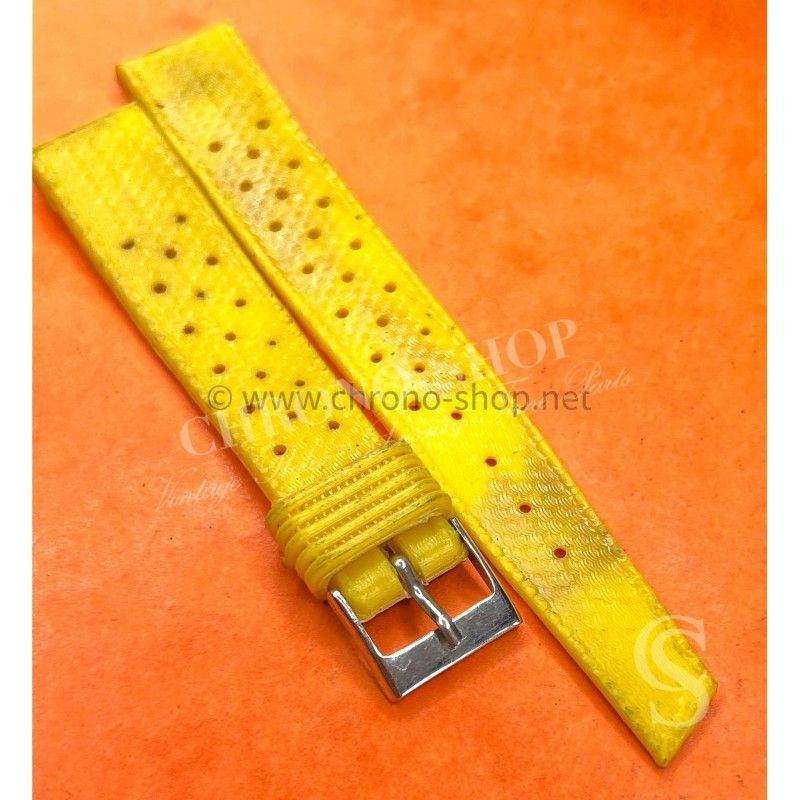 Vintage Exotic Yellow Watch strap 70's 16mm ALASKA Tropic SUB Dive Strap Made in France