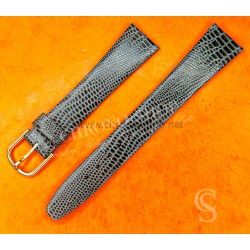 BRACELET MONTRES AUTHENTIQUE CUIR LEZARD GRIS 18mm EXTRA FIN AVEC BOUCLE ARDILLON