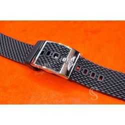 BREITLING 278S Genuine New Black Aero Classic Milanese Caoutchouc Rubber Watch Strap 22-20mm Navitimer,Chronomat,Cosmonaut