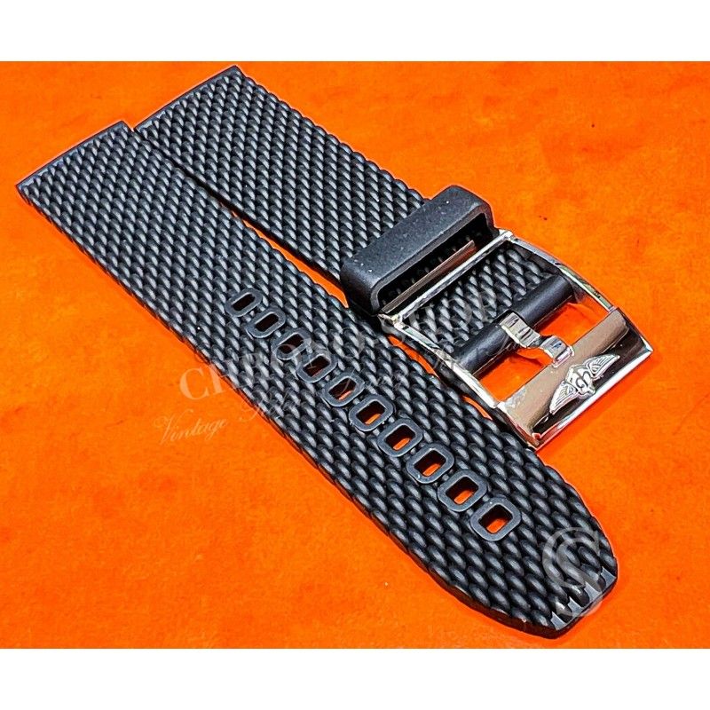 BREITLING 278S Genuine New Black Aero Classic Milanese Caoutchouc Rubber Watch Strap 22-20mm Navitimer,Chronomat,Cosmonaut