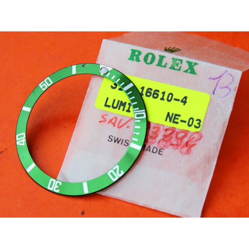 ☆★ RARE 16610 LV ROLEX BEZEL INSERT SUBMARINER DATE LIMITEE LUMINOVA DISQUE DE LUNETTE ☆★ 