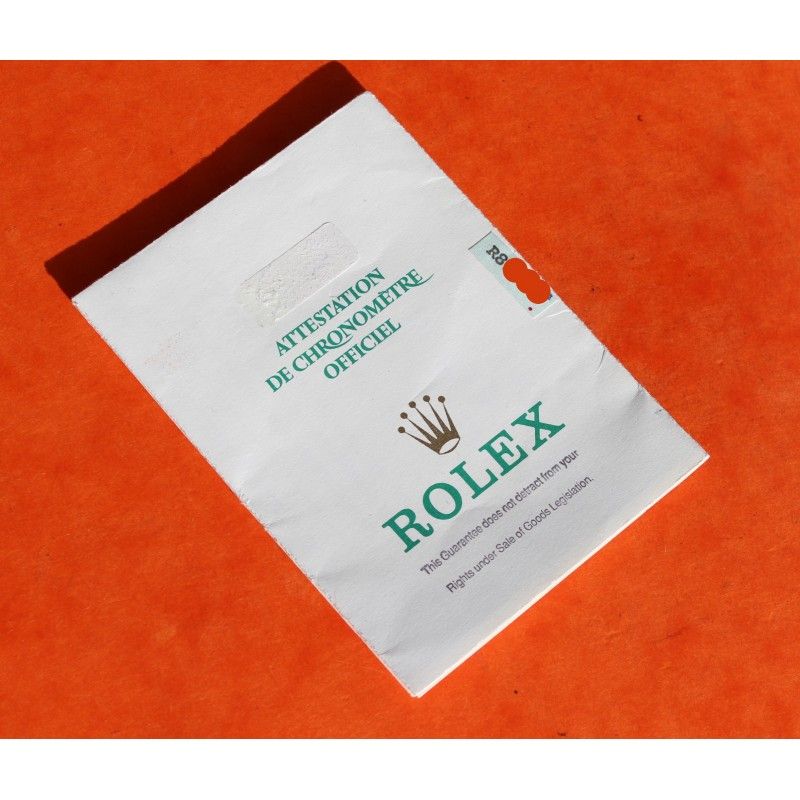 1987, 1988 GARANTIE PUNCHÉE PAPIER ROLEX TOUS MODELES SÉRIE CERTIFICAT R8XXXXX