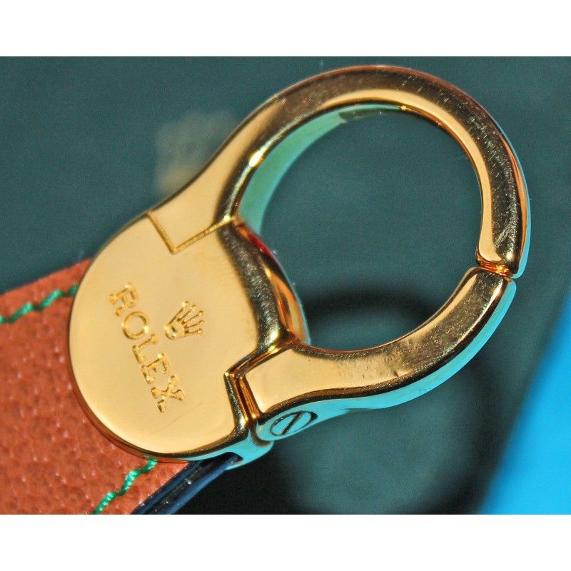 Accessories / Rolex Brown Leather Key Ring Holder Buckle Gold plated 20 microns luxury key holder