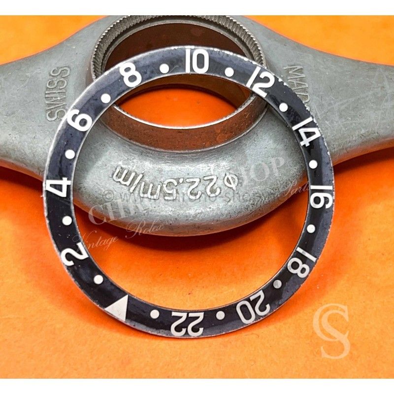 Rolex 70's Genuine Faded Fat font serifs ALLBLACK 1675,16750,16753,16758,1675/8,1675/3 GMT Master Watch Bezel Insert part