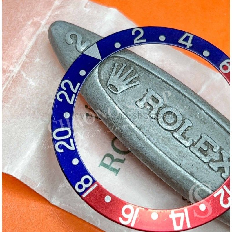 RolexGenuine Vintage GMT Master Blue Back Pepsi Inlay Faded Bezel Fat font Bezel raspberry red 1675, 16750 Insert