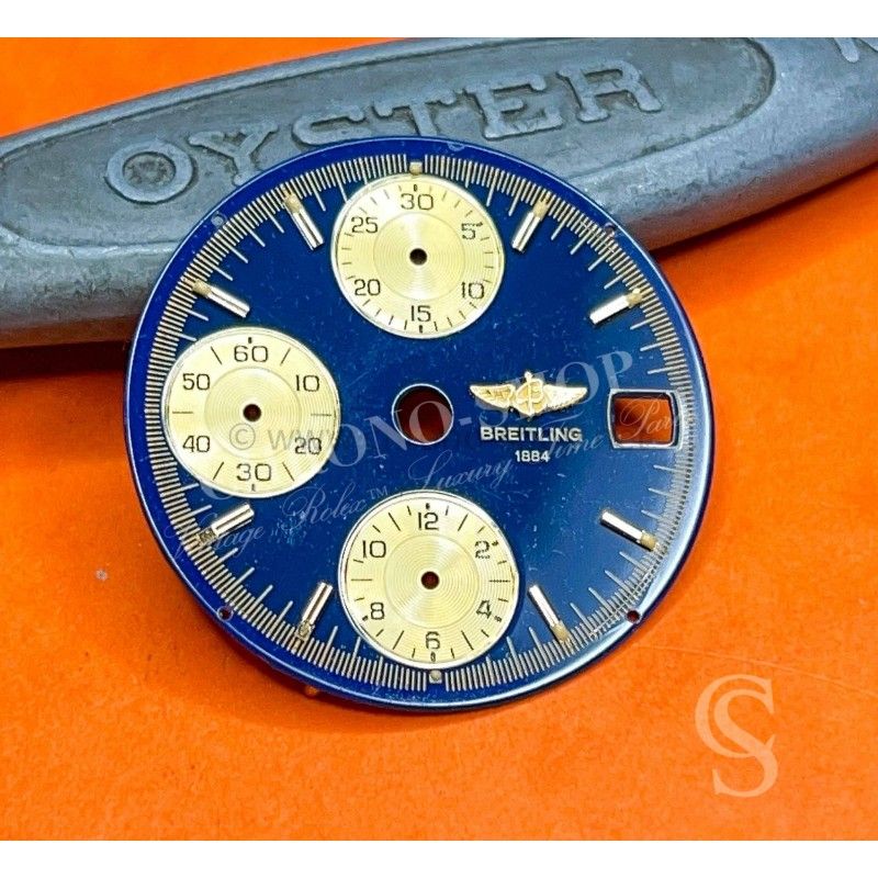 BREITLING 1884 VINTAGE RARE CADRAN MONTRE CHRONOMAT BLEU ET OR Ø28mm BREITLING ref K13050.1