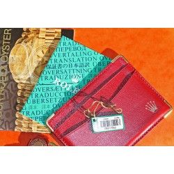 1995, 1996 Vintage Rolex Red Leather Business Card Wallet holded card + red hang tag + You Rolex oyster booklet