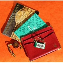 1995, 1996 Vintage Rolex Red Leather Business Card Wallet holded card + red hang tag + You Rolex oyster booklet