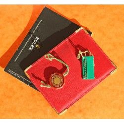 1995, 1996 Vintage Rolex Red Leather Business Card Wallet holded card + red hang tag + You Rolex oyster booklet