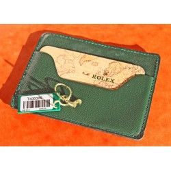 1993-1994 PORTEFEUILLE ROLEX CUIR VERT VINTAGE + CALENDRIER + LIVRET TRANSLATION + TAG VERT 