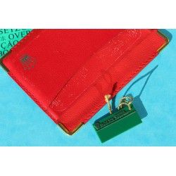 1993 Vintage Rolex Red Leather Business Card Wallet holded card + green tag + Rolex Translation paper