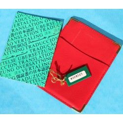 1993 Vintage Rolex Red Leather Business Card Wallet holded card + green tag + Rolex Translation paper