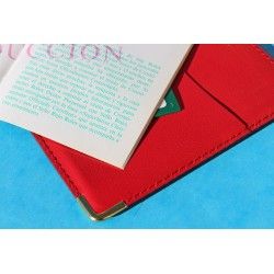 1993 Vintage Rolex Red Leather Business Card Wallet holded card + green tag + Rolex Translation paper