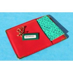 1993 Vintage Rolex Red Leather Business Card Wallet holded card + green tag + Rolex Translation paper