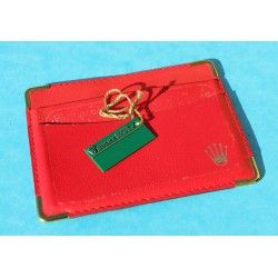 1993 Vintage Rolex Red Leather Business Card Wallet holded card + green tag + Rolex Translation paper