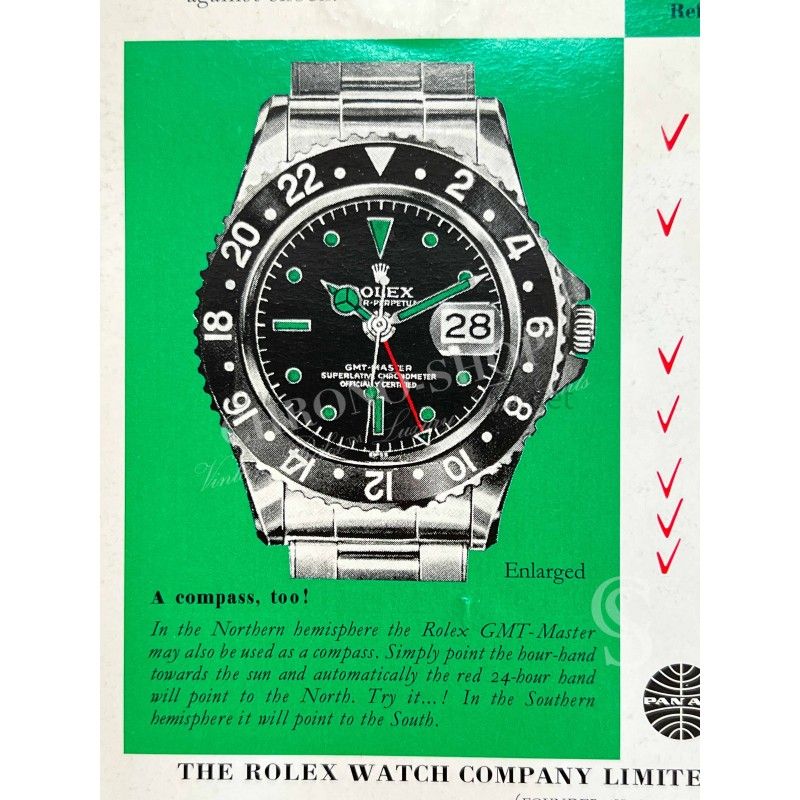 ROLEX 1970 GMT MASTER 1675, 1675 pcg, cornino COLLECTIBLE VINTAGE ANTIQUE ENGLISH BROCHURE BOOKLET LIBRETTO OLD GMT