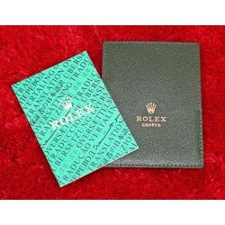 ACCESSOIRE ROLEX PORTEFEUILLE / PORTE CARTES ROLEX CUIR VERT VINTAGE +  LIVRET TRANSLATION 