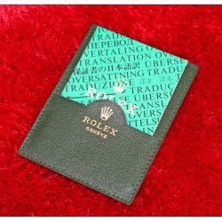 ACCESSOIRE ROLEX PORTEFEUILLE / PORTE CARTES ROLEX CUIR VERT VINTAGE +  LIVRET TRANSLATION 