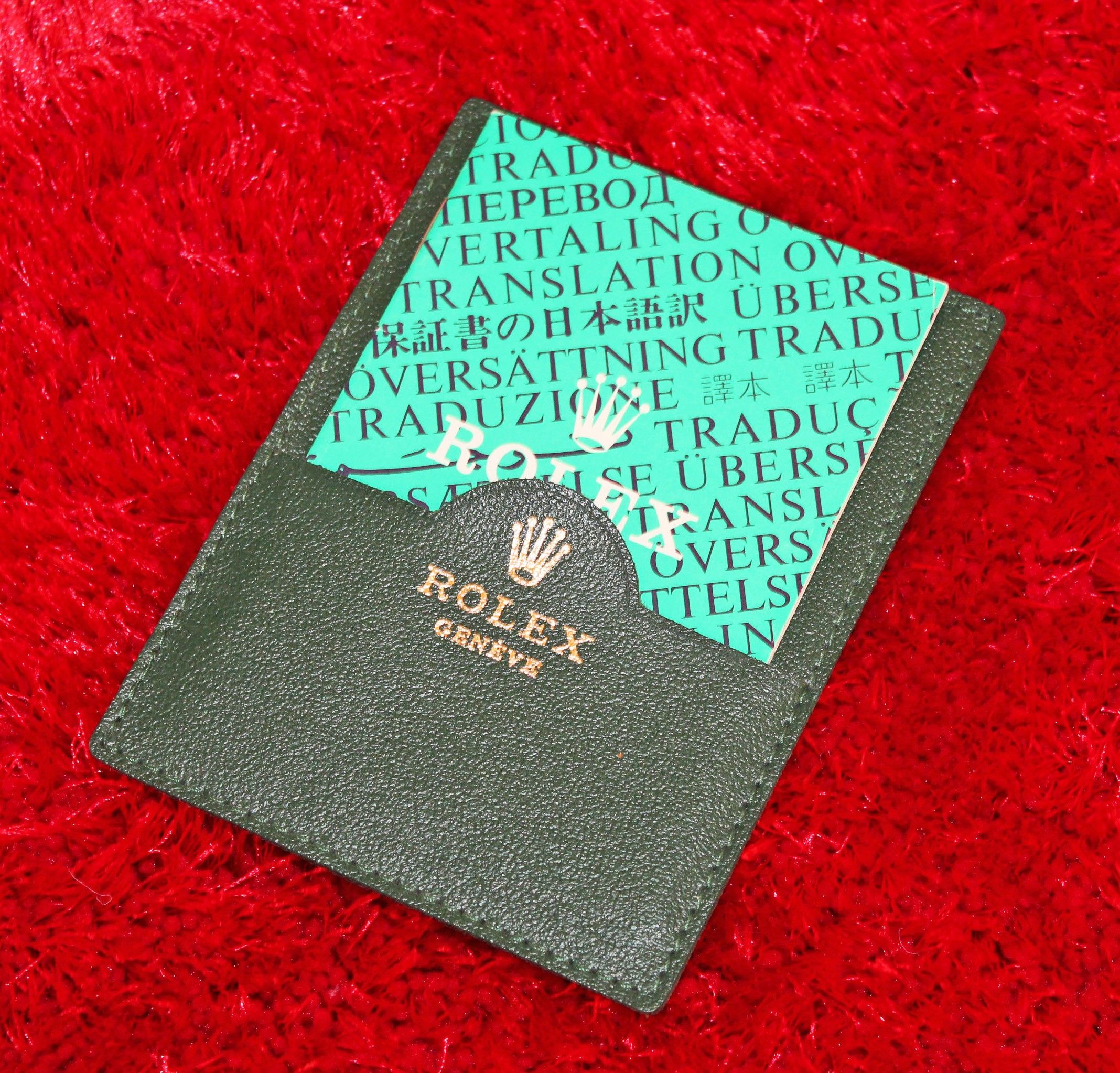 90 s Vintage Rolex Green Leather Business Card Wallet holded card