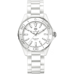 TAG HEUER AQUARACER Dames Maillon céramique blanc 16mm Montre à quartz  35 mm Ref WAY1391.BH0717