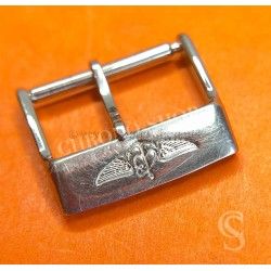 Authentic Vintage 90's Breitling SS Tin tang Ssteel Buckle bracelet strap leather 20/18mm inside measurement