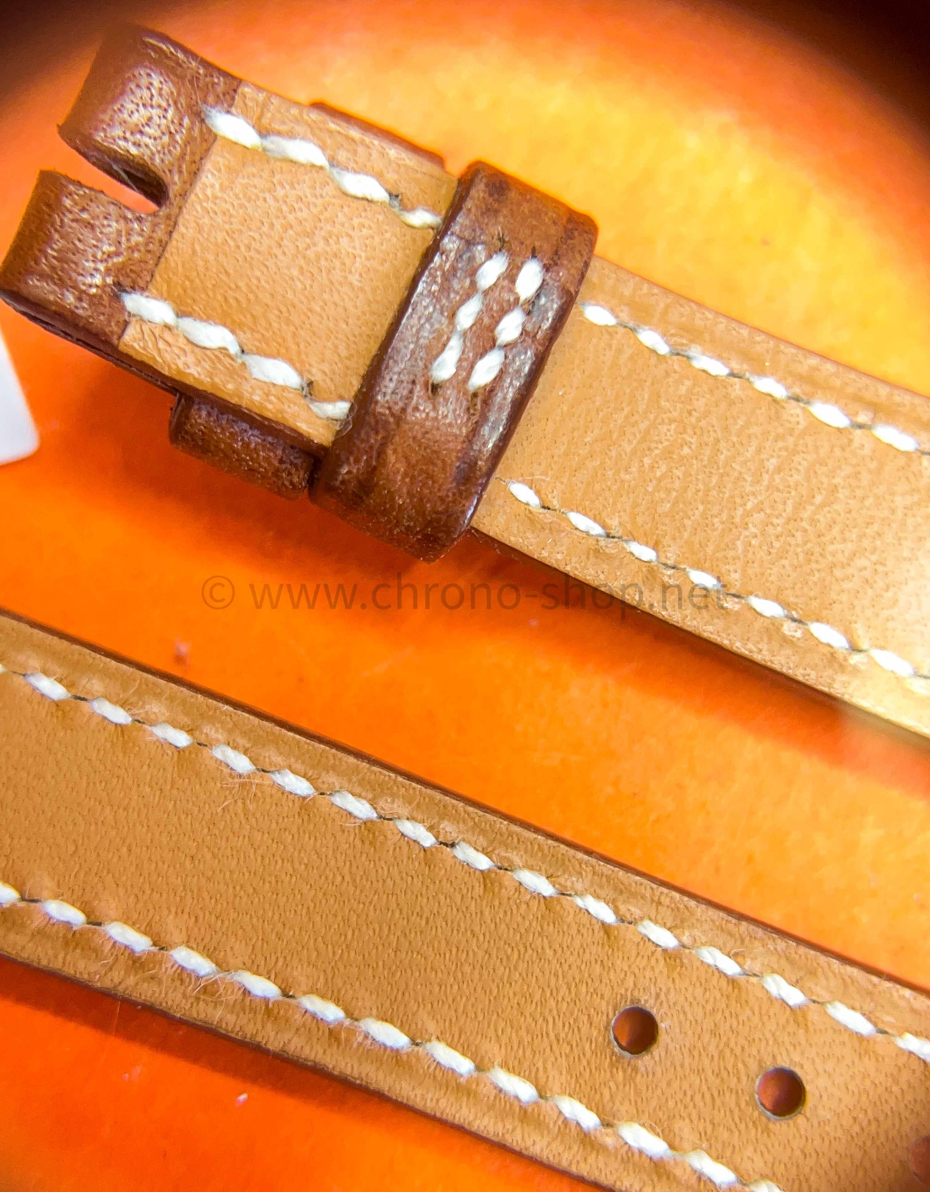 GENUINE Hermes WATCH STRAP BAND TOBACCO BROWN COLOR SMOOTH CALFSKIN LEATHER  12 mm x 10 mm NEW