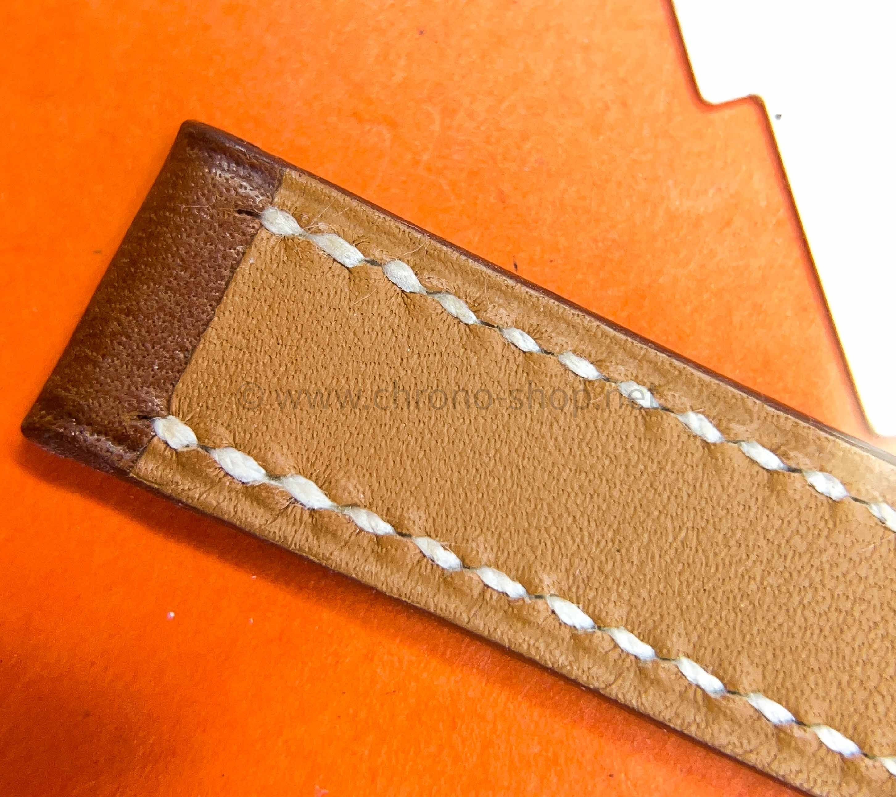 GENUINE Hermes WATCH STRAP BAND TOBACCO BROWN COLOR SMOOTH CALFSKIN LEATHER  12 mm x 10 mm