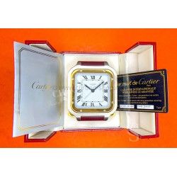 CARTIER GENUINE 1982 SANTOS RARE VINTAGE TRAVEL ALARM CLOCK SWISS MADE WITH BOX AND PAPER