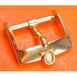 OMEGA 70's WRIST WATCH BIG LOGO OMEGA LEATHER STRAP BAND TIN TANG BUCKLE 16mm GOLD PLATED