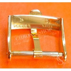 OMEGA 70's WRIST WATCH BIG LOGO OMEGA LEATHER STRAP BAND TIN TANG BUCKLE 16mm GOLD PLATED
