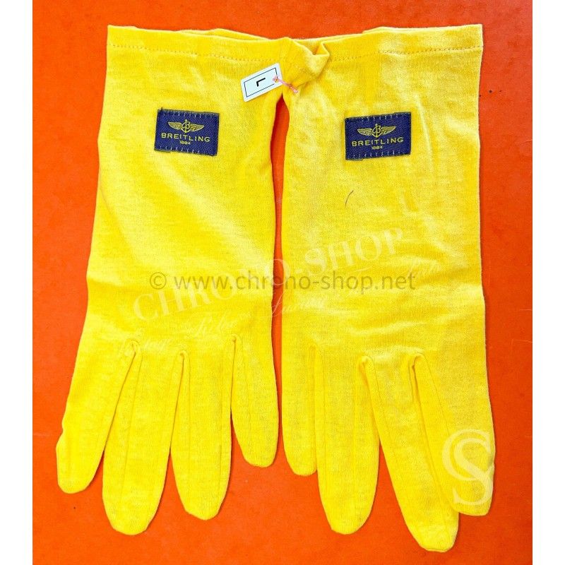 BREITLING AUTHENTIQUE ACCESSOIRE PAIRE DE GANTS MICROFIBRE BREITLING JAUNE NEUVE TAILLE L HORLOGERIE