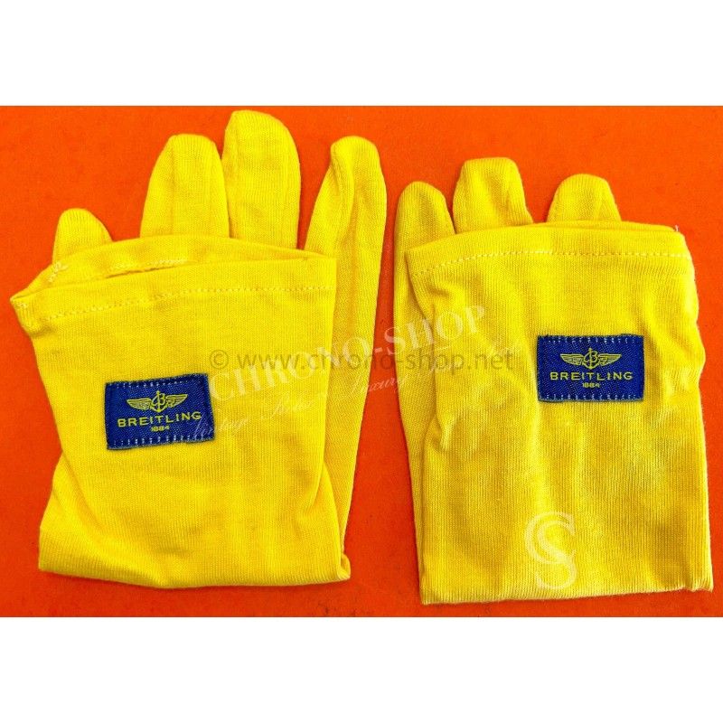 BREITLING GENUINE PAIR OF BREITLING POLISHING MICROFIBERS YELLOW GLOVES FOR WATCH PROFESSIONALS GOODIES