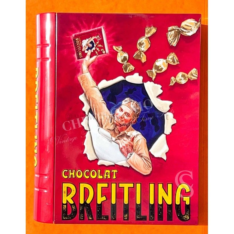 Breitling Rare Collectible Limited edition Red box Metal Book Tin BREITLING CHOCOLAT