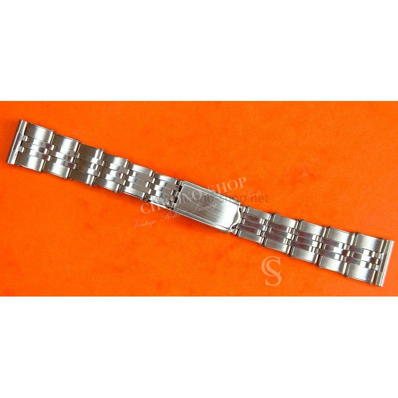 Rare 70's Swiss band Ssteel Watch Rivets Flats links Sport Bracelet 18mm Zenith,Enicar,Longines,Heuer,Omega