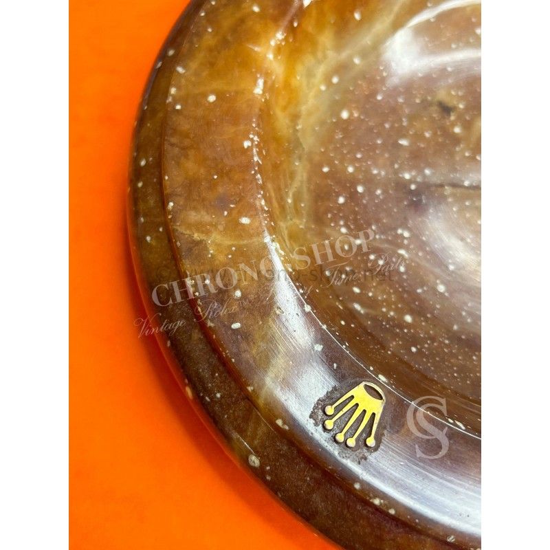 Rolex Rare 80's Collectible Massive Round Luxury Honey/Brown Marble Ashtray Dealer Cenicero Posacenere ref 537