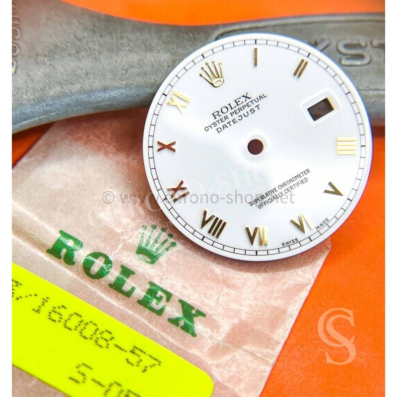 ROLEX CADRAN BLANC MONTRES OYSTER PERPETUAL DATEJUST 16013,16008,16233,16238 CHIFFRES ROMAINS OR JAUNE CAL 3035