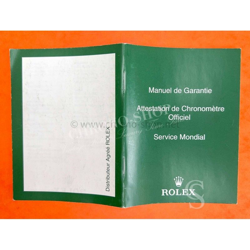 ROLEX CERTIFIED OFFICIAL CHRONOMETER GREEN BOOKLET, MANUAL WORLDWIDE WATCH SERVICE WARRANTY